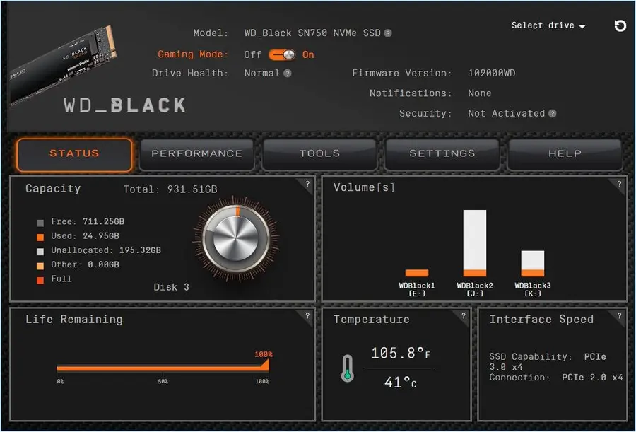 WD Software Gaming Mode
